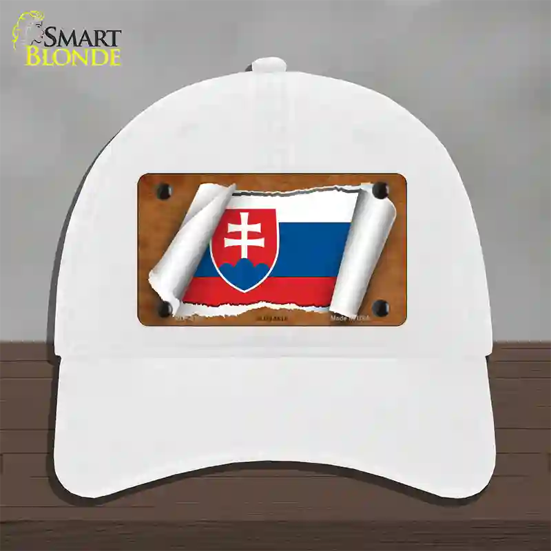 Slovakia Flag Scroll Novelty License Plate Hat Unconstructed Cotton / White