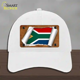 South Africa Flag Scroll Novelty License Plate Hat Unconstructed Cotton / White