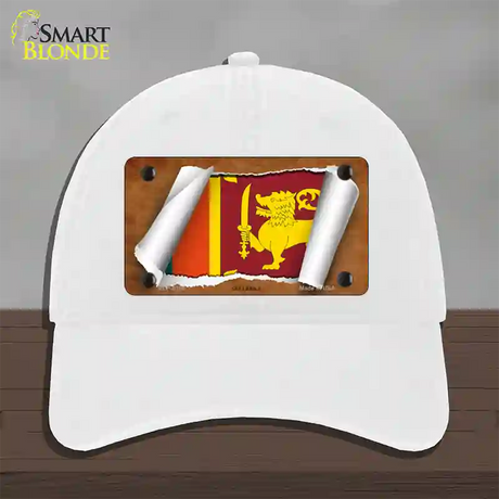 Sri Lanka Flag Scroll Novelty License Plate Hat Unconstructed Cotton / White