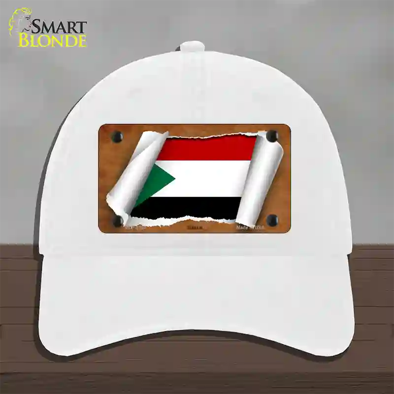 Sudan Flag Scroll Novelty License Plate Hat Unconstructed Cotton / White