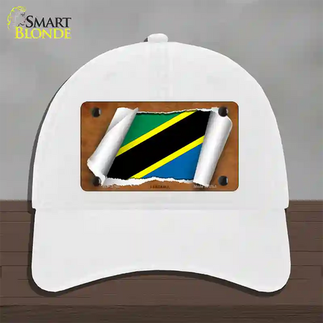 Tanzania Flag Scroll Novelty License Plate Hat Unconstructed Cotton / White