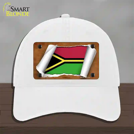 Vanuatu Flag Scroll Novelty License Plate Hat Unconstructed Cotton / White