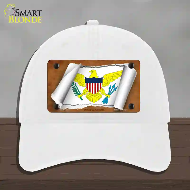 Virgin Islands US Flag Scroll Novelty License Plate Hat Unconstructed Cotton / White