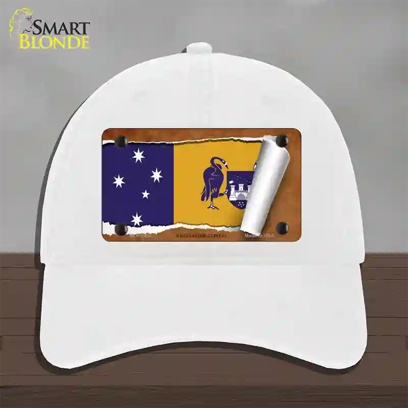 Australian Capital Flag Scroll Novelty License Plate Hat Unconstructed Cotton / White