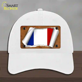 France Flag Scroll Novelty License Plate Hat Unconstructed Cotton / White