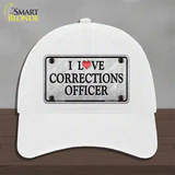 I Love Corrections Officer Novelty License Plate Hat Unconstructed Cotton / White