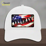 Veteran American Flag Novelty License Plate Hat Unconstructed Cotton / White