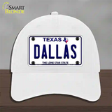 Dallas Texas Novelty License Plate Hat Unconstructed Cotton / White