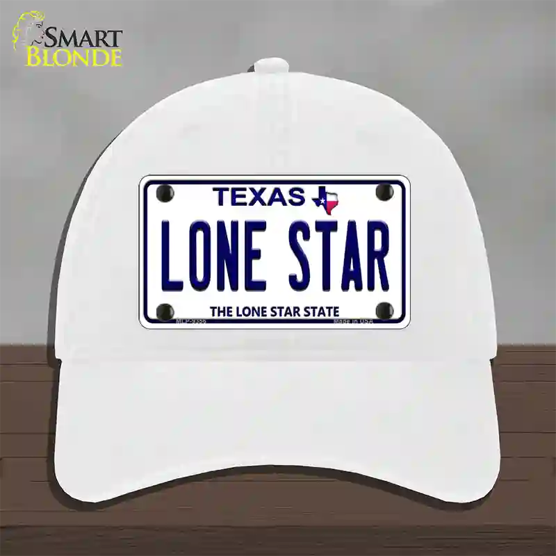 Lone Star Texas Novelty License Plate Hat Unconstructed Cotton / White