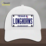 Longhorn Texas Novelty License Plate Hat Unconstructed Cotton / White