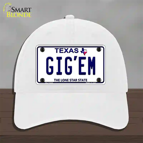 Gigem Texas Novelty License Plate Hat Unconstructed Cotton / White