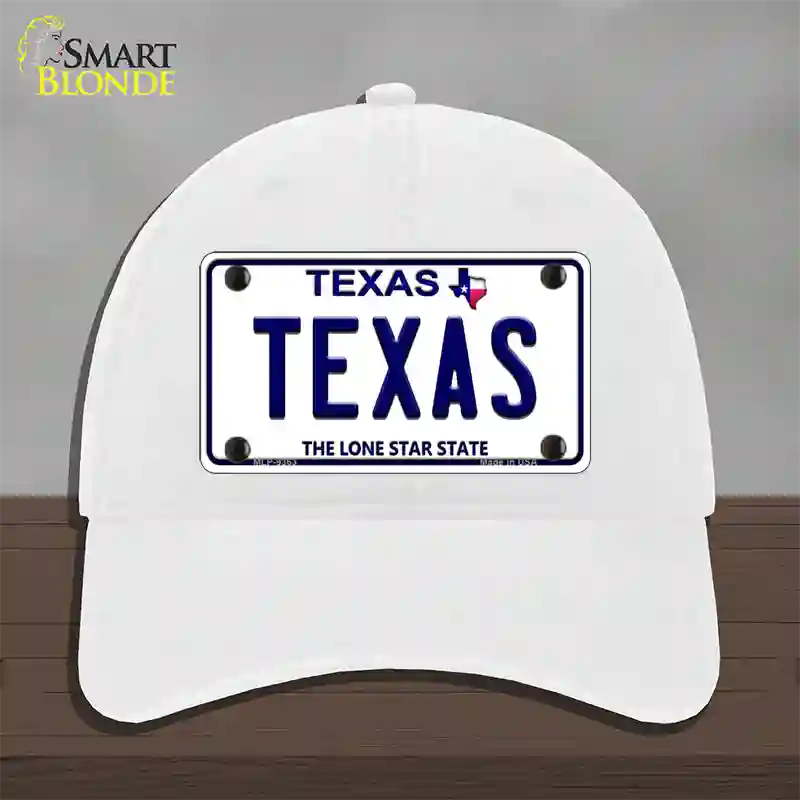 Texas Novelty License Plate Hat Unconstructed Cotton / White