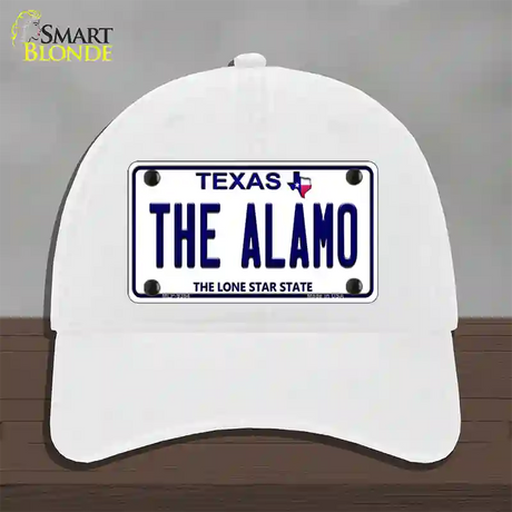 Alamo Texas Novelty License Plate Hat Unconstructed Cotton / White