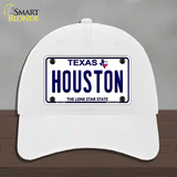 Houston Texas Novelty License Plate Hat Unconstructed Cotton / White