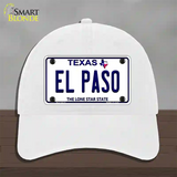 El Paso Texas Novelty License Plate Hat Unconstructed Cotton / White