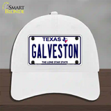 Galveston Texas Novelty License Plate Hat Unconstructed Cotton / White