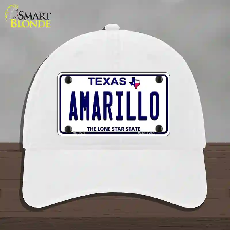 Amarillo Texas Novelty License Plate Hat Unconstructed Cotton / White