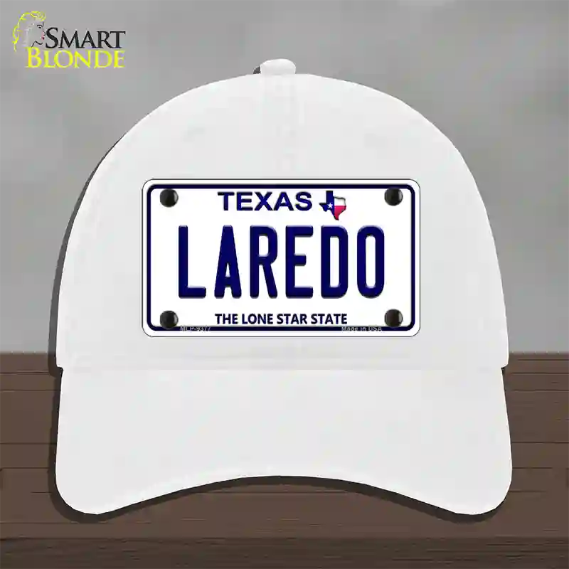 Laredo Texas Novelty License Plate Hat Unconstructed Cotton / White