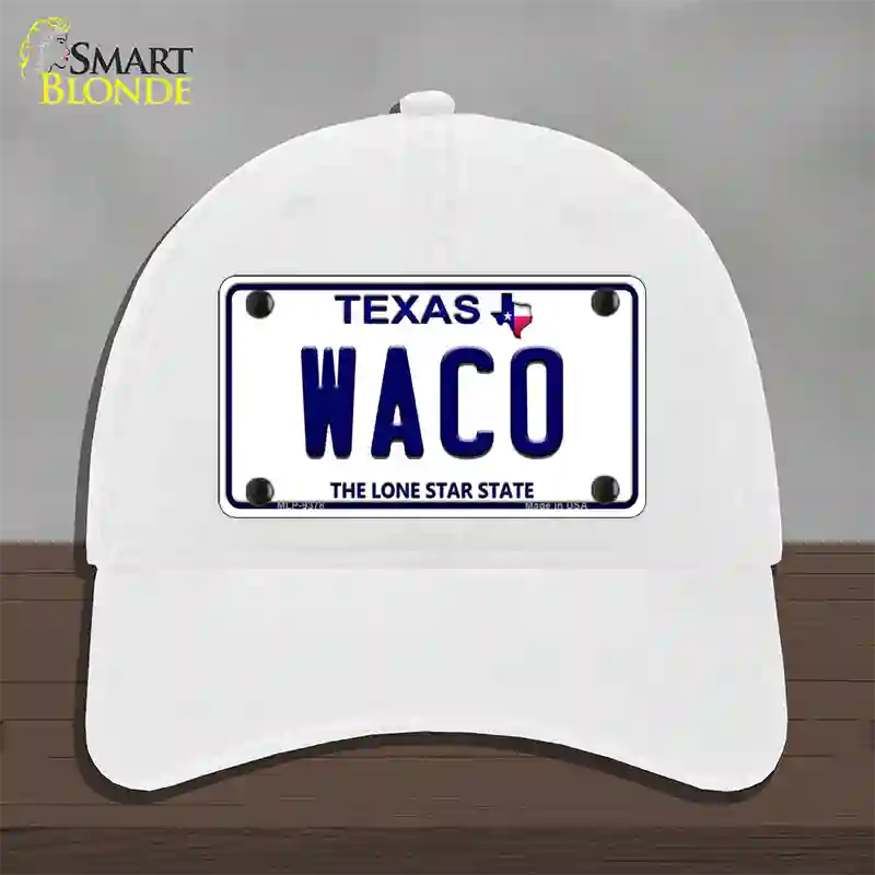 Waco Texas Novelty License Plate Hat Unconstructed Cotton / White