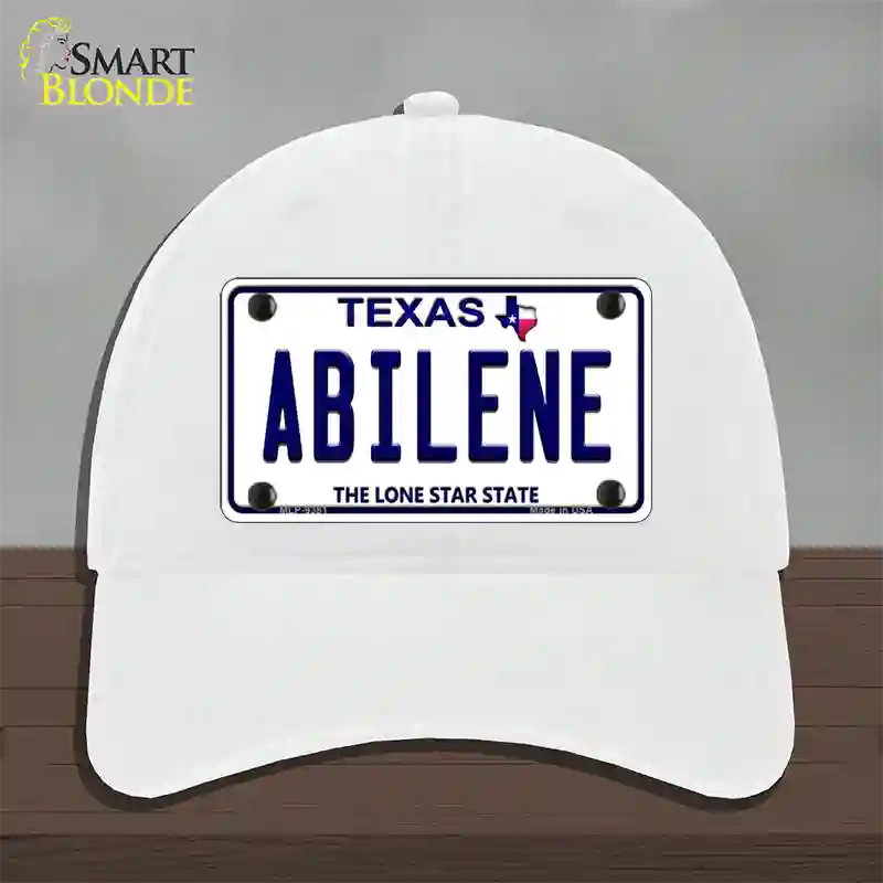 Abilene Texas Novelty License Plate Hat Unconstructed Cotton / White