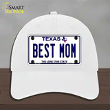 Best Mom Texas Novelty License Plate Hat Unconstructed Cotton / White