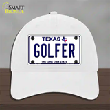 Golfer Texas Novelty License Plate Hat Unconstructed Cotton / White