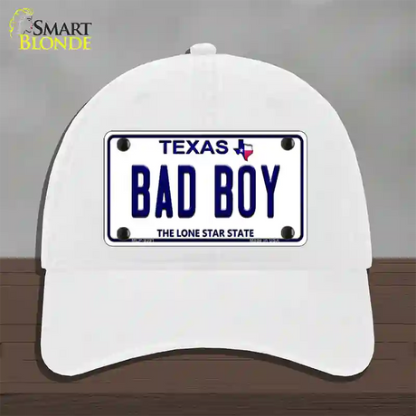 Bad Boy Texas Novelty License Plate Hat Unconstructed Cotton / White