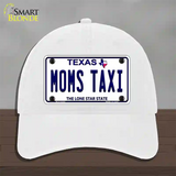 Moms Taxi Texas Novelty License Plate Hat Unconstructed Cotton / White