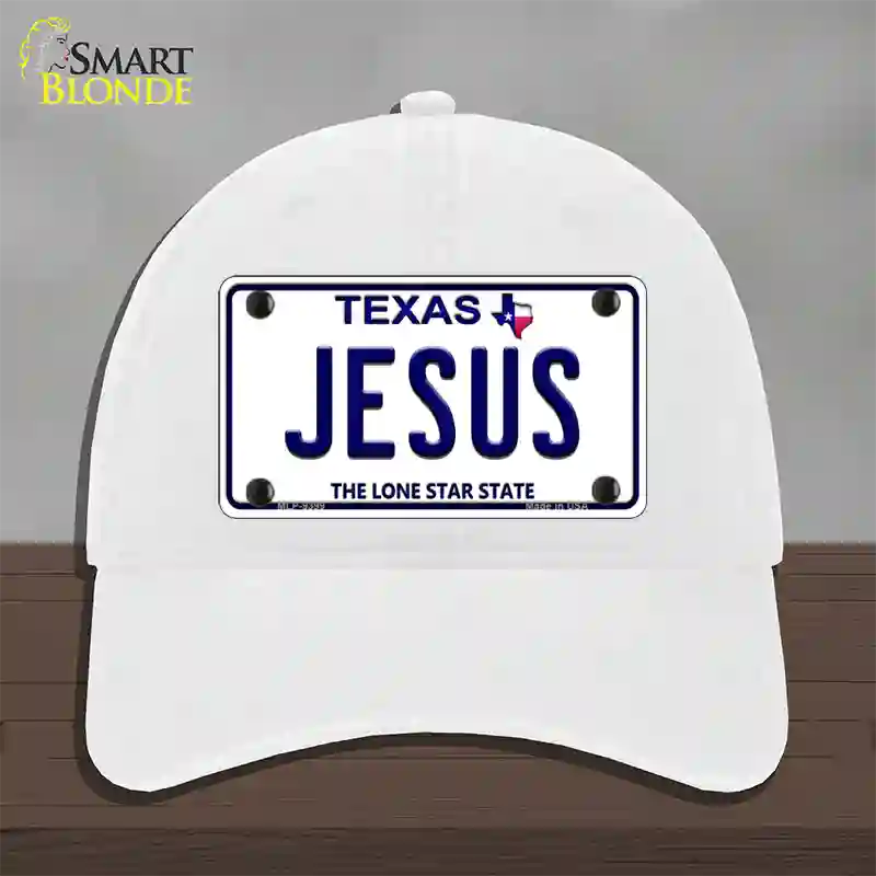 Jesus Texas Novelty License Plate Hat Unconstructed Cotton / White