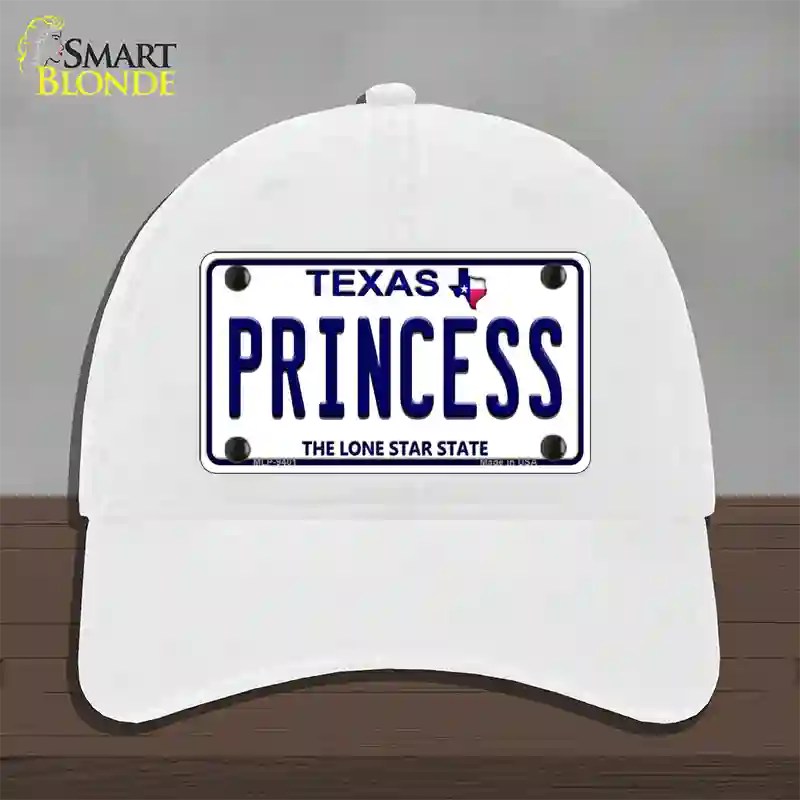 Princess Texas Novelty License Plate Hat Unconstructed Cotton / White