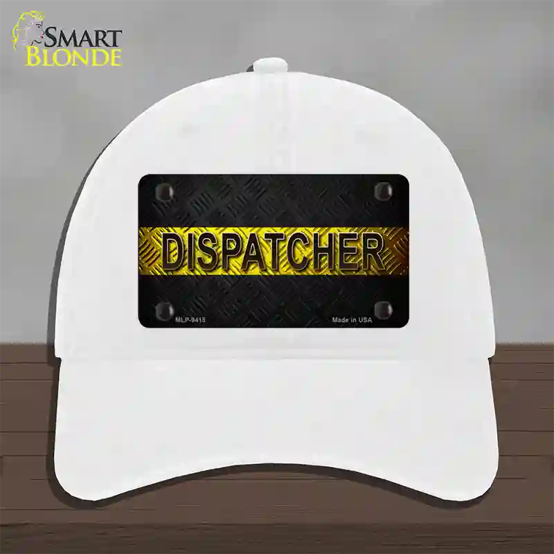 Dispatcher Novelty License Plate Hat Unconstructed Cotton / White