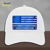 Blue American Flag Thin White Line Novelty License Plate Hat Unconstructed Cotton / White