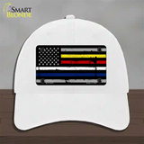 American Flag Police / Fire / EMS Novelty License Plate Hat Unconstructed Cotton / White