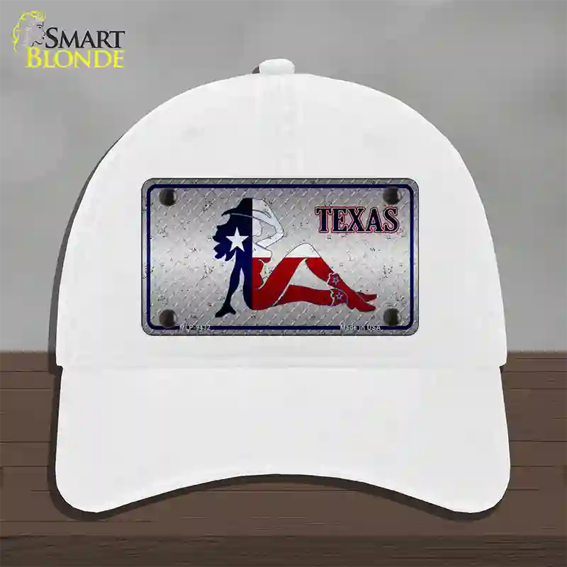 Texas Girl Diamond Novelty License Plate Hat Unconstructed Cotton / White