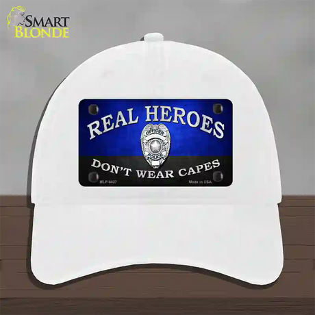 Real Heroes Blue Novelty License Plate Hat Unconstructed Cotton / White