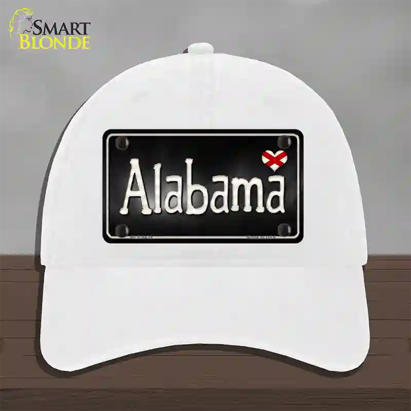 Alabama Flag Script Novelty License Plate Hat Unconstructed Cotton / White