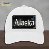 Alaska Flag Script Novelty License Plate Hat Unconstructed Cotton / White