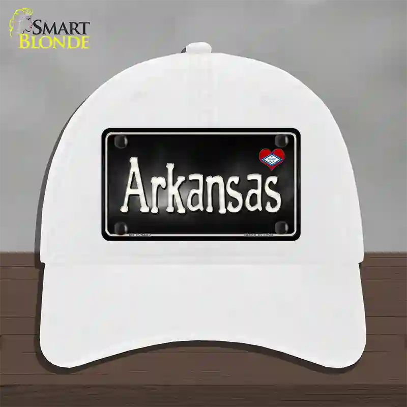 Arkansas Flag Script Novelty License Plate Hat Unconstructed Cotton / White