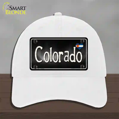 Colorado Flag Script Novelty License Plate Hat Unconstructed Cotton / White