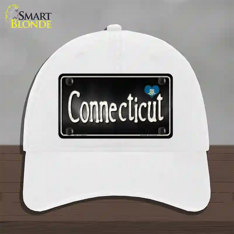 Connecticut Flag Script Novelty License Plate Hat Unconstructed Cotton / White