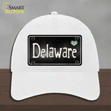 Delaware Flag Script Novelty License Plate Hat Unconstructed Cotton / White