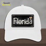 Florida Flag Script Novelty License Plate Hat Unconstructed Cotton / White