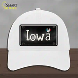 Iowa Flag Script Novelty License Plate Hat Unconstructed Cotton / White