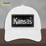 Kansas Flag Script Novelty License Plate Hat Unconstructed Cotton / White