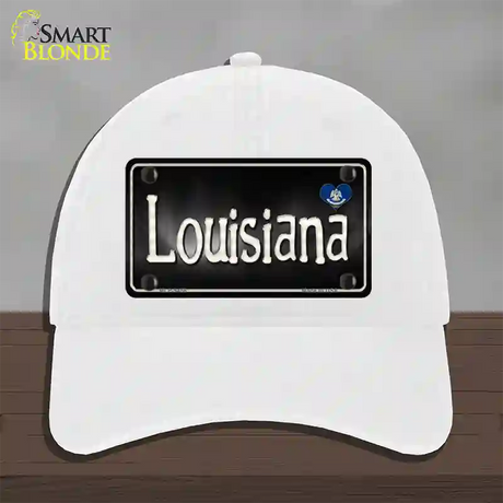 Louisiana Flag Script Novelty License Plate Hat Unconstructed Cotton / White