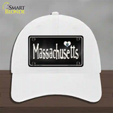 Massachusetts Flag Script Novelty License Plate Hat Unconstructed Cotton / White