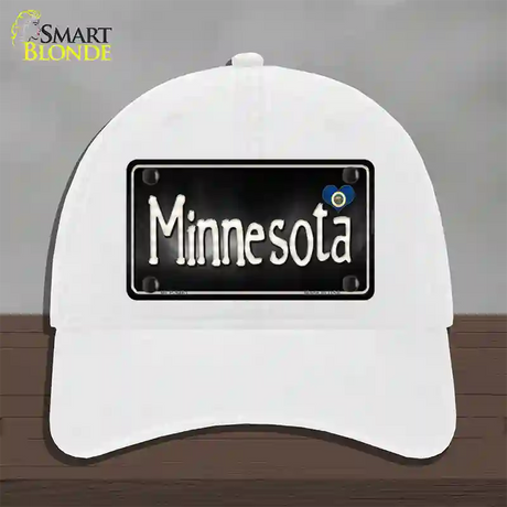 Minnesota Flag Script Novelty License Plate Hat Unconstructed Cotton / White