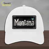 Montana Flag Script Novelty License Plate Hat Unconstructed Cotton / White