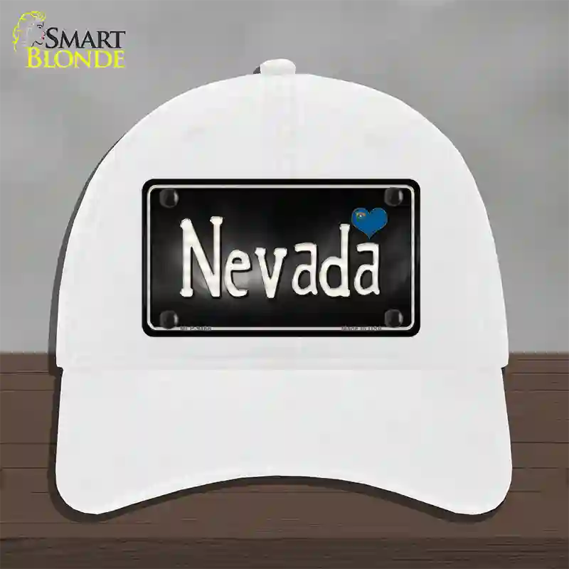 Nevada Flag Script Novelty License Plate Hat Unconstructed Cotton / White