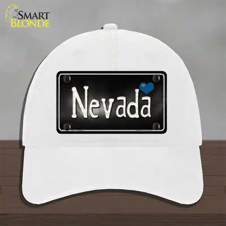 Nevada Flag Script Novelty License Plate Hat Unconstructed Cotton / White